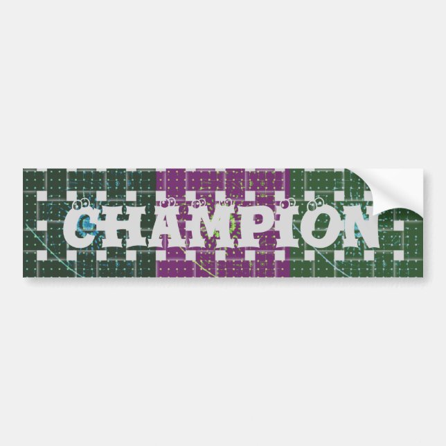 Checkered Blue and Purple Art Print Bumper Sticker (Front)