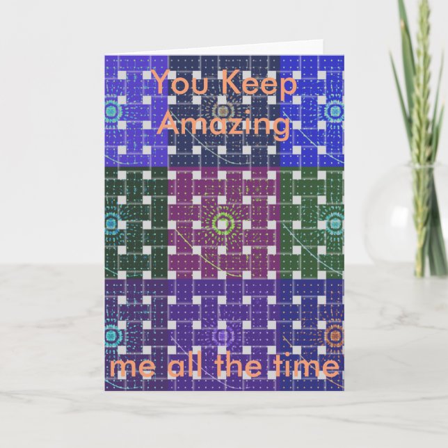 Checkered Blue and Purple Art Print Card (Front)