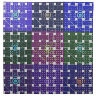 Checkered Blue and Purple Art Print Cloth Napkin