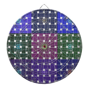 Checkered Blue and Purple Art Print Dartboard