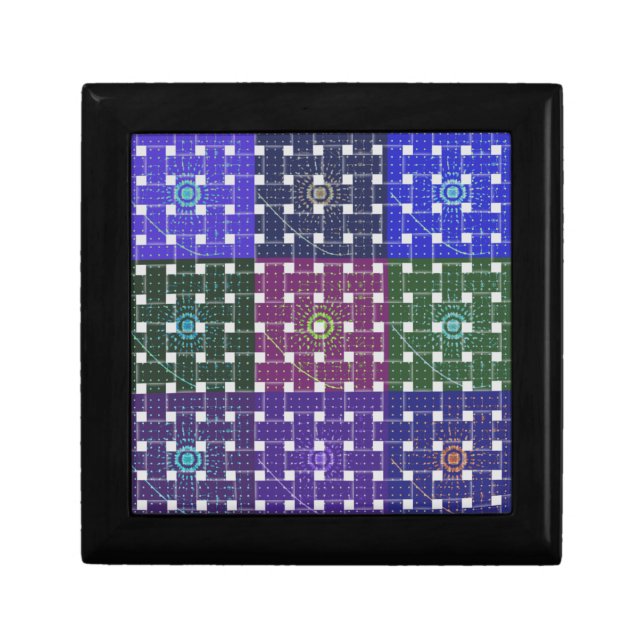 Checkered Blue and Purple Art Print Jewelry Box (Front)
