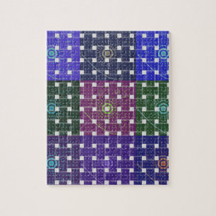 Checkered Blue and Purple Art Print Jigsaw Puzzle