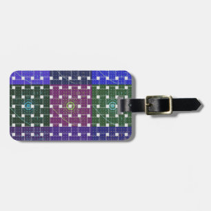 Checkered Blue and Purple Art Print Luggage Tag