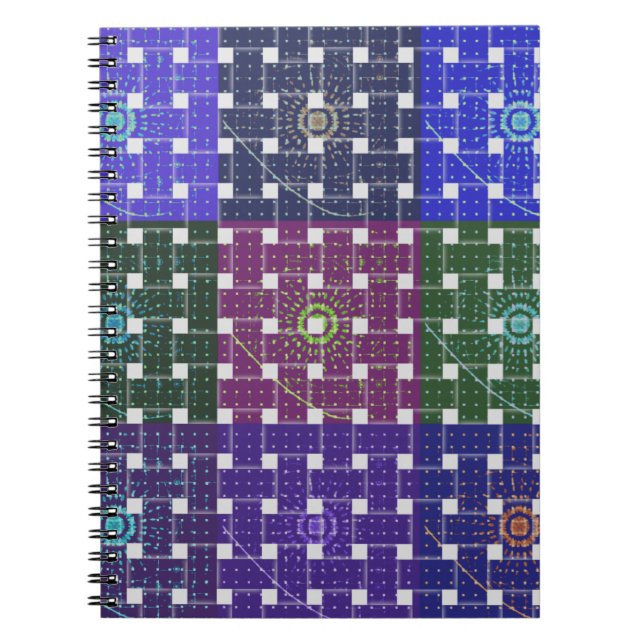 Checkered Blue and Purple Art Print Notebook (Front)