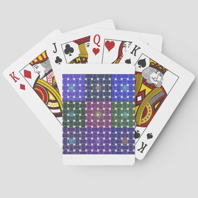 Checkered Blue and Purple Art Print Poker Cards (Back)