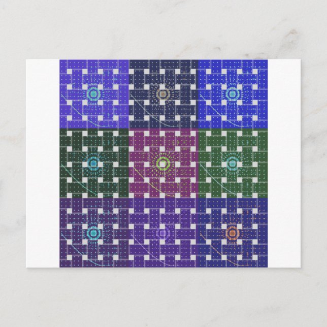 Checkered Blue and Purple Art Print Postcard (Front)