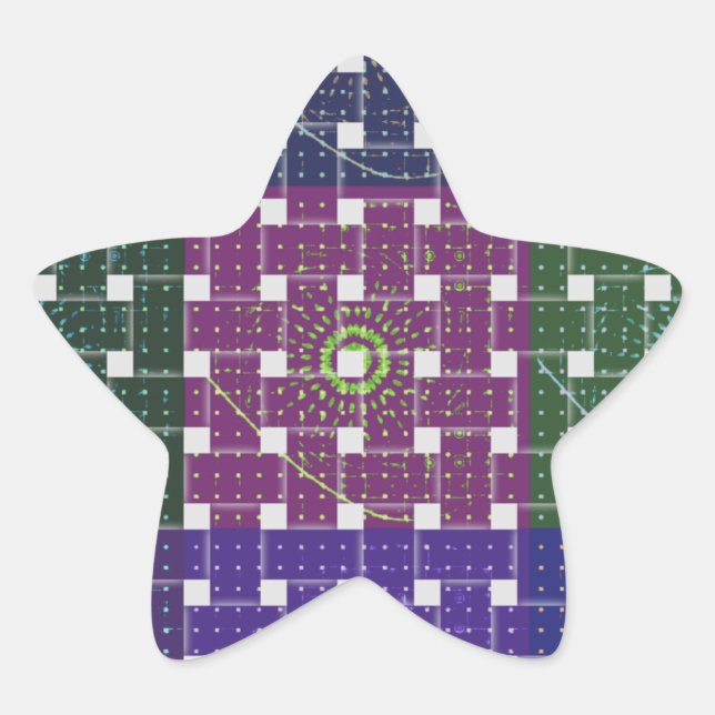 Checkered Blue and Purple Art Print Star Sticker (Front)