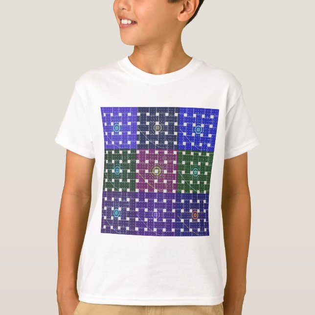 Checkered Blue and Purple Art Print T-Shirt (Front)