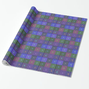 Checkered Blue and Purple Art Print Wrapping Paper