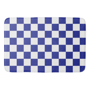 Checkered Blue and White  Bath Mat