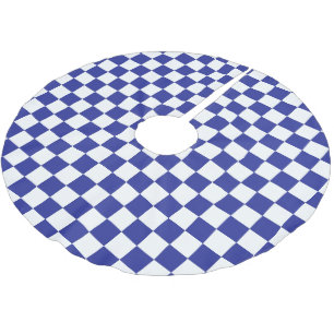 Checkered Blue and White Brushed Polyester Tree Skirt