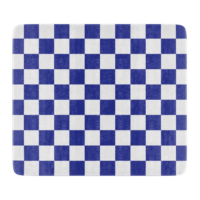 Checkered Blue and White  Cutting Board (Front)