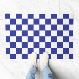 Checkered Blue and White  Doormat