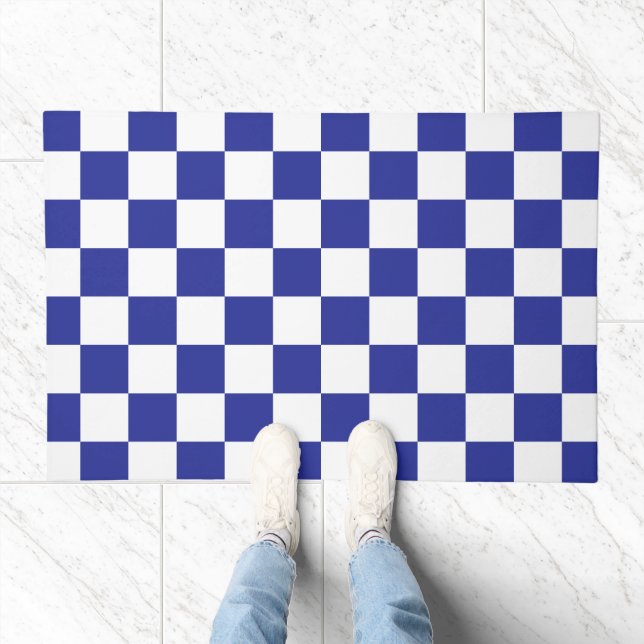 Checkered Blue and White  Doormat (Indoor)