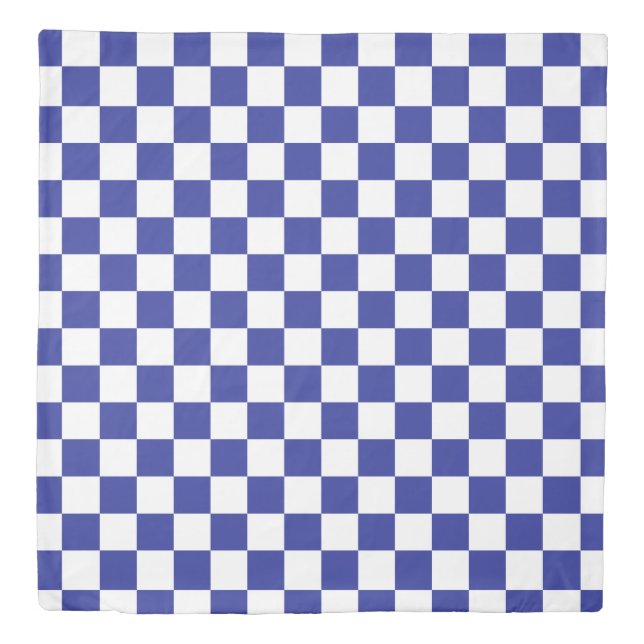 Checkered Blue and White  Duvet Cover (Front)