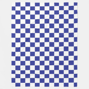Checkered Blue and White Fleece Blanket