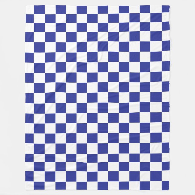 Checkered Blue and White  Fleece Blanket (Front)