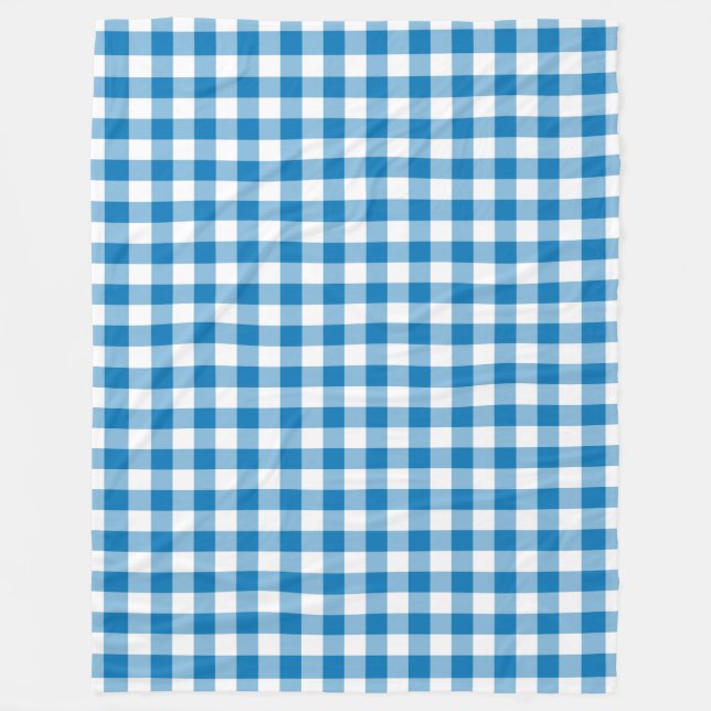 Checkered Blue and White Fleece Blanket (Front)