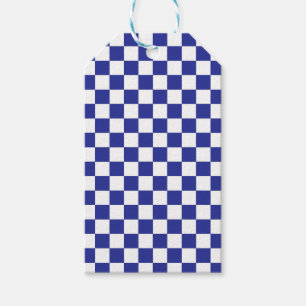 Checkered Blue and White Gift Tags