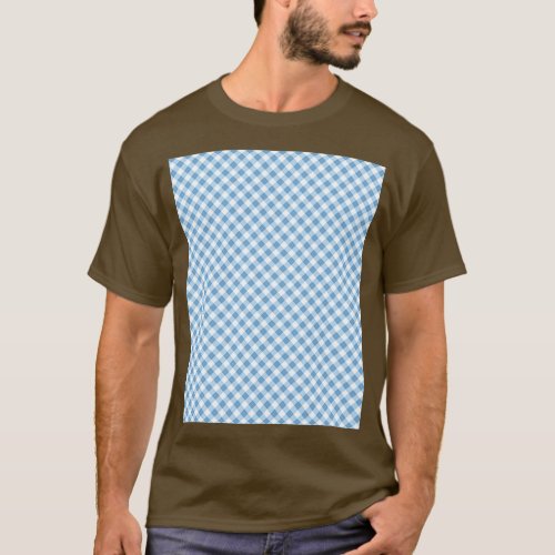 Checkered Blue and White Gingham Graphic  T_Shirt
