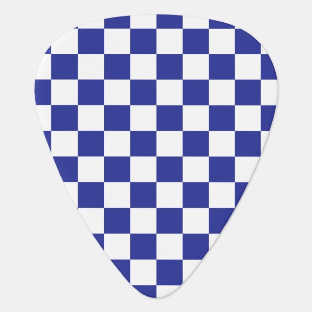 Checkered Blue and White  Guitar Pick (Front)