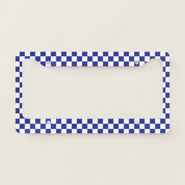 Checkered Blue and White  License Plate Frame (Front)