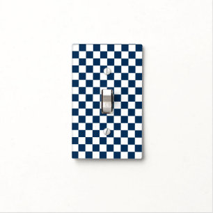 Checkered Blue and White Light Switch Cover