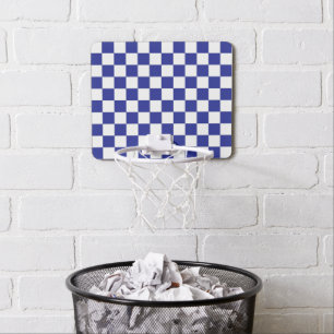 Checkered Blue and White Mini Basketball Hoop