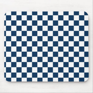 Checkered Blue and White Mouse Pad