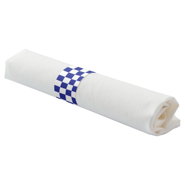 Checkered Blue and White  Napkin Bands (Angled)