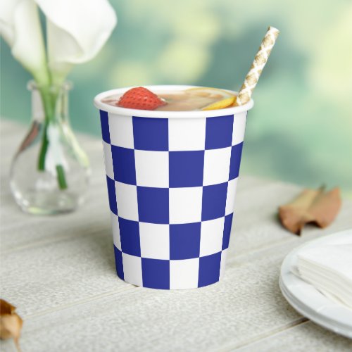 Checkered Blue and White  Paper Cups