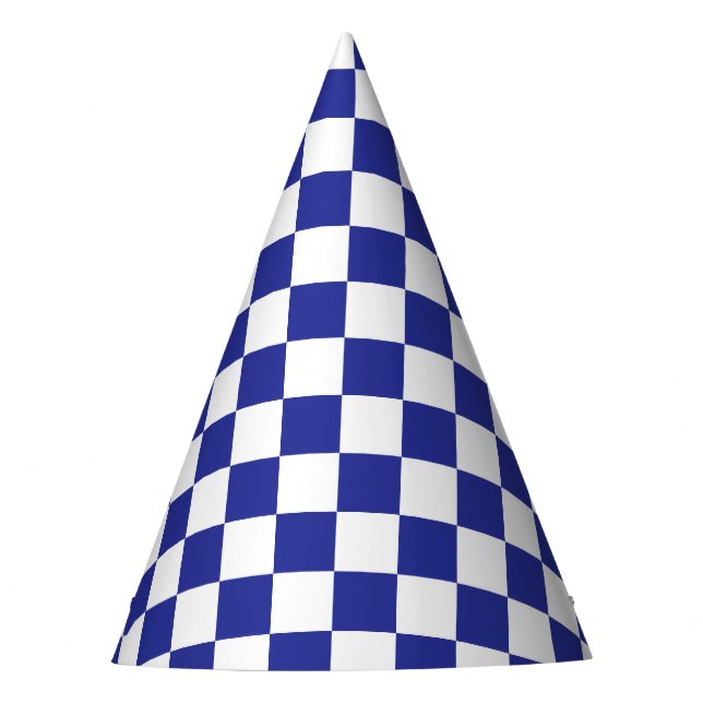 Checkered Blue and White  Party Hat (Front)