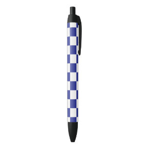 Checkered Blue and White Pen