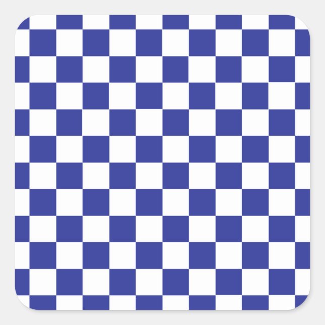 Checkered Blue and White Square Sticker (Front)
