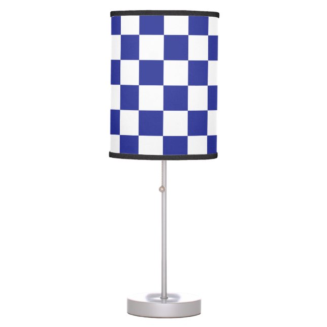 Checkered Blue and White  Table Lamp (Front)