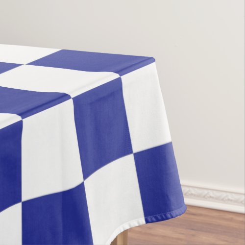 Checkered Blue and White Tablecloth