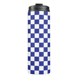 Checkered Blue and White Thermal Tumbler