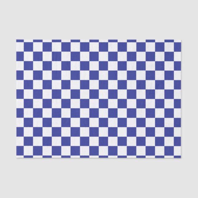 Checkered Blue and White Tissue Paper (Front)
