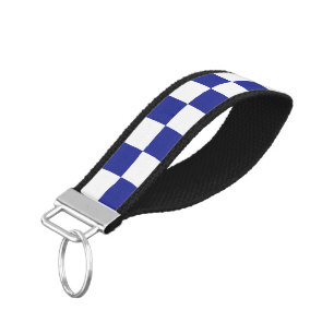 Checkered Blue and White Wrist Keychain