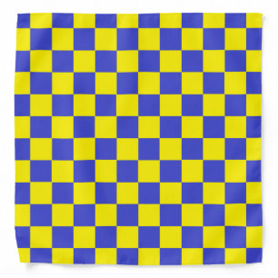 Checkered Blue and Yellow Bandana