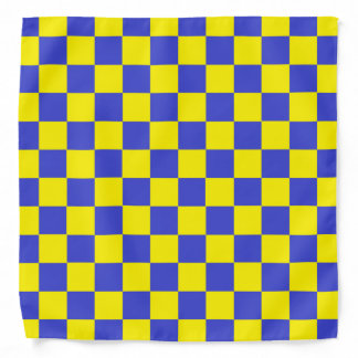 Checkered Blue and Yellow Bandana