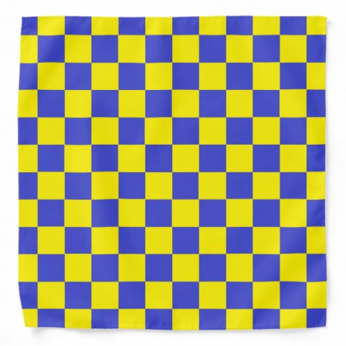 Checkered Blue and Yellow Bandana