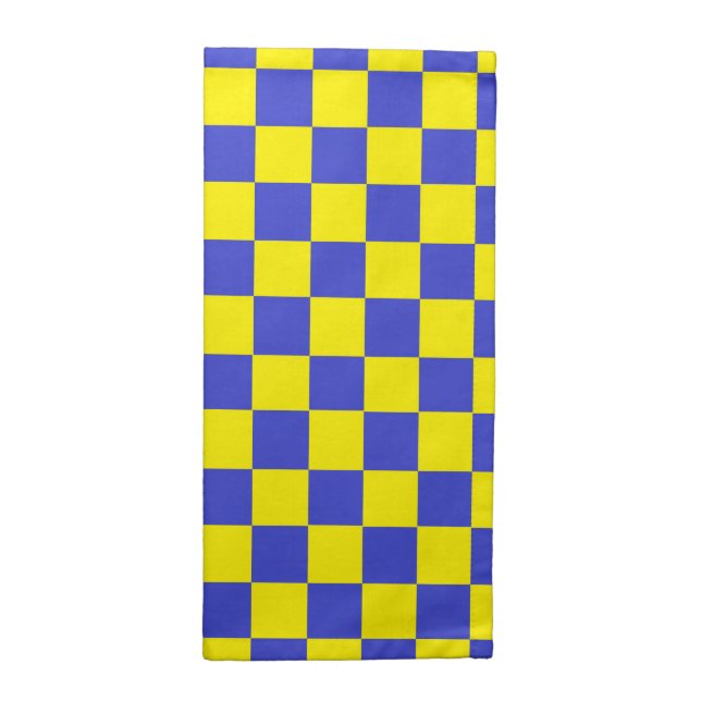 Checkered Blue and Yellow Cloth Napkin (Half Fold)