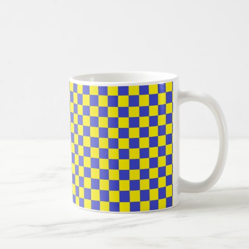 Checkered Blue and Yellow Coffee Mug