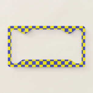 Checkered Blue and Yellow License Plate Frame