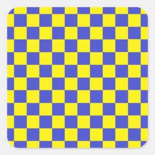 Checkered Blue and Yellow Square Sticker