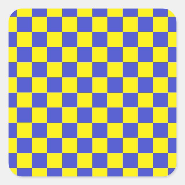 Checkered Blue and Yellow Square Sticker (Front)