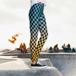 Checkered Blue and Yellow Sunset Leggings<br><div class="desc">Add a pop of bold retro graphics to your wardrobe with the Checkered Blue and Yellow Sunset Leggings.</div>