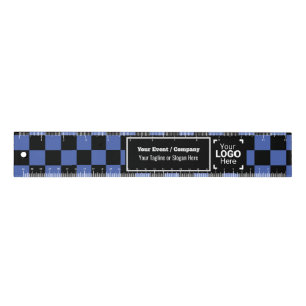 Checkered Blue & Black Custom Business Brand Promo Ruler
