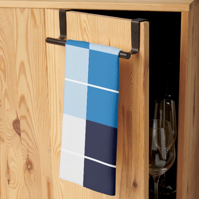 Checkered Blue Checkered Plaid Pattern Kitchen Towel (Thirds Fold)